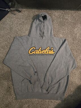 Cabela's Gray Logo Hoodie - Men's Pullover Hooded Sweatshirt